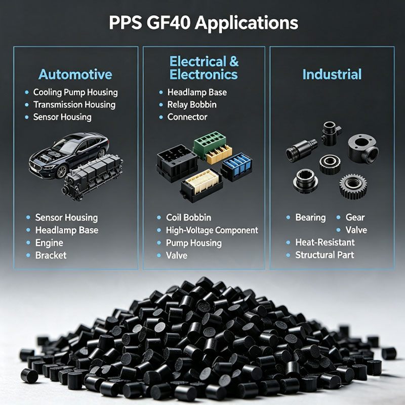 Plastica modificata PPS GF40 resistente agli agenti chimici per il settore automobilistico
